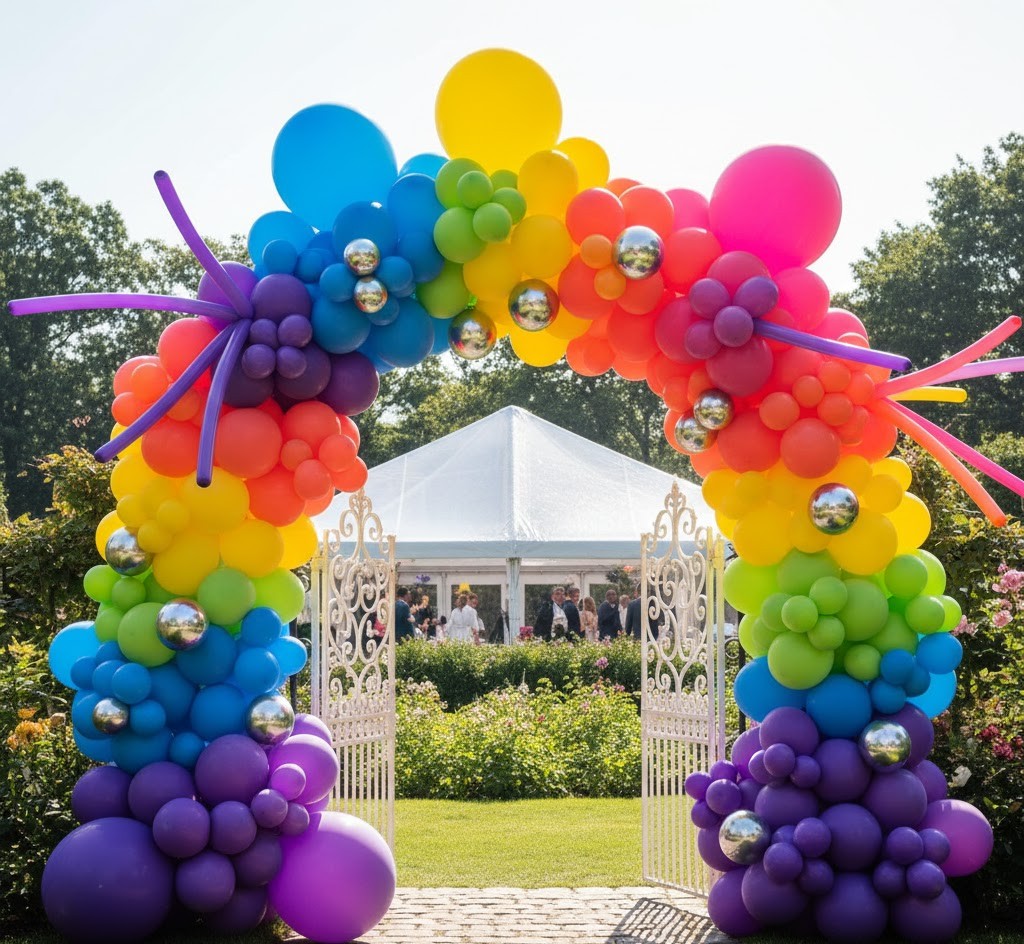 Colorful balloon arch decoration